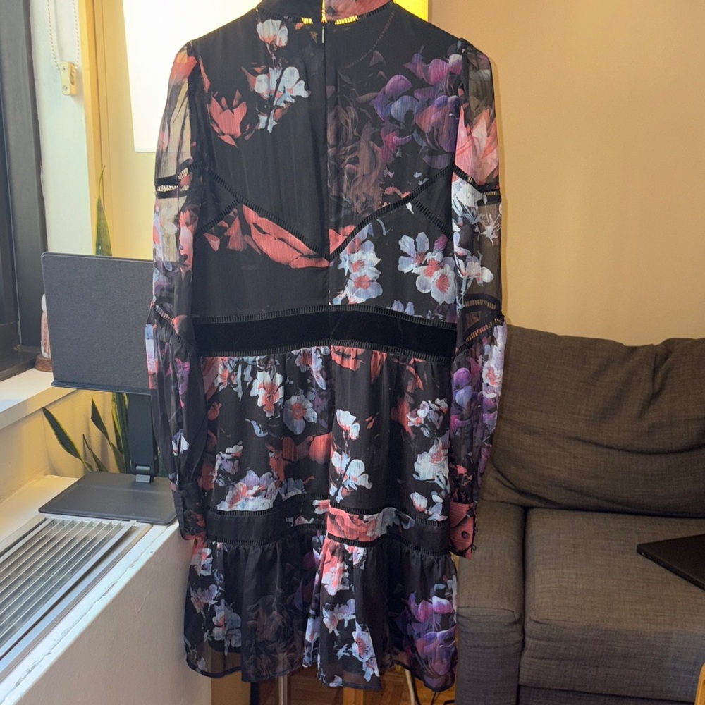 Ted Baker London mock neck Floral Black Dress